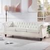 VYNXARIA 84.65 inch Rolled Arm Chesterfield 3 Seater Sofa,White + PU - 3 of 4