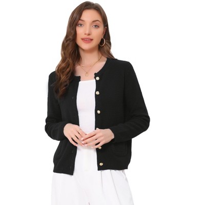 INSPIRE CHIC Women's Open Front Collarless Button Down Business Casual Chunky Knit Cardigans