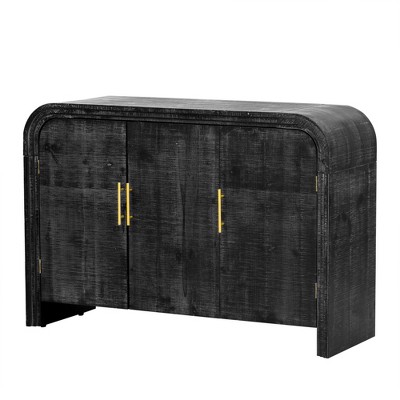 NicBex Sideboard Cabinet with 3 Doors & Metal Handles Modern Buffet Cabinet with Adjustable Shelves for Kitchen,Living Room,Black