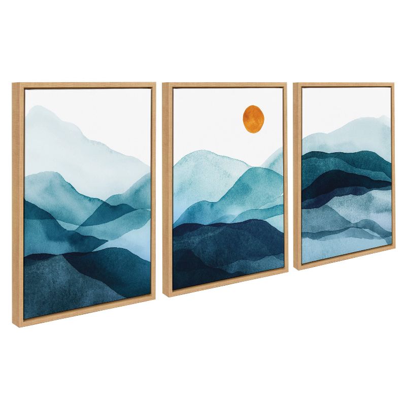 (Set of 3) 18&#34; x 24&#34; Sylvie Blue Mountain Range Framed Canvas Set Natural - Kate &#38; Laurel All Things Decor, 3 of 8