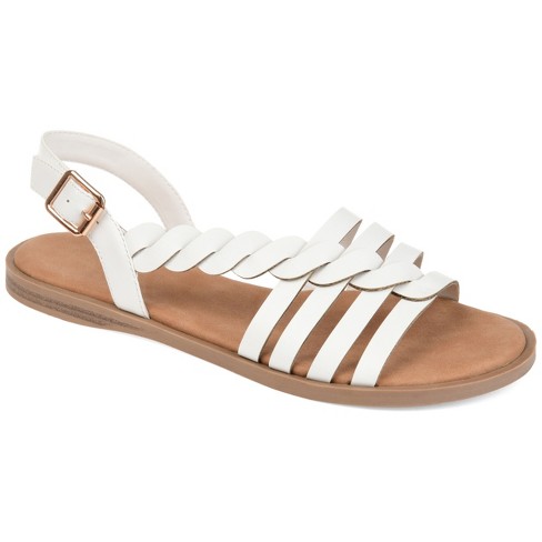 Journee Collection Womens Solay Ankle Strap Flat Sandals, White 10 : Target