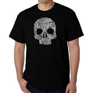 LA Pop Art Men's Word Art T-shirt - Flower Skull - 1 of 4