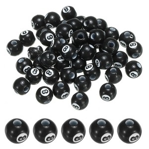 Unique Bargains Smooth Acrylic DIY Craft Sports Ball Beads Black 0.47 Inch 40 Pcs - 1 of 4