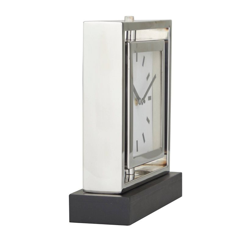 10&#34;x9&#34; Stainless Steel Clock with Black Base Silver - Olivia &#38; May, 5 of 7
