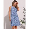 Allegra K Women's Floral Split Neck Drawstring Waist Sleeveless A-Line Summer Midi Dress - 3 of 4