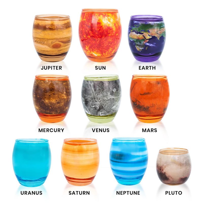Surreal Entertainment Solar System Planetary Glasses Set of 10 | Each Holds 4-10 Ounces, 2 of 8