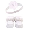 Hudson Baby Girl Headband and Socks Giftset, Navy White, One Size - 4 of 4