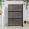 72"H Black 3-Panel Woven Room Divider Decorative Metal Privacy Screen Garden Arbor Freestanding Patio Trellis - 2 of 4
