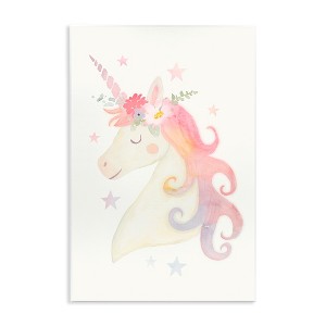 Stupell Industries Charming Unicorn Smiling Flower Crown Stars Design Wall Plaque Art, 13" x 19" - 1 of 4
