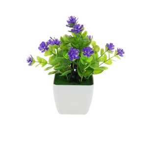 Unique Bargains Realistic Artificial Plants Eucalyptus & Lotus Arrangement Plastic 2.95"x2.95"x7.48" 1 Pcs - 1 of 4