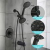 PROOX Single Handle 7-Spray 2-in-1 Shower Faucet with Dual Shower Head Tub Spout in Matte Black (Valve Included) - 3 of 4