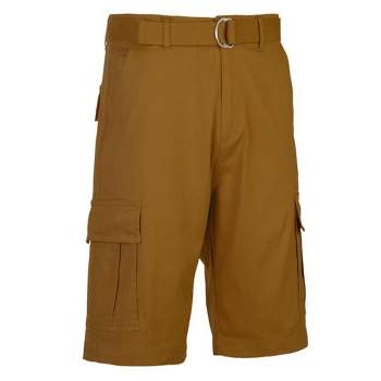 Galaxy By Harvic Men's Flat Front Belted Cotton Cargo Shorts