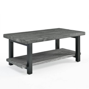 42" Pomona Metal and Reclaimed Wood Coffee Table Slate Gray - Alaterre Furniture - 1 of 4