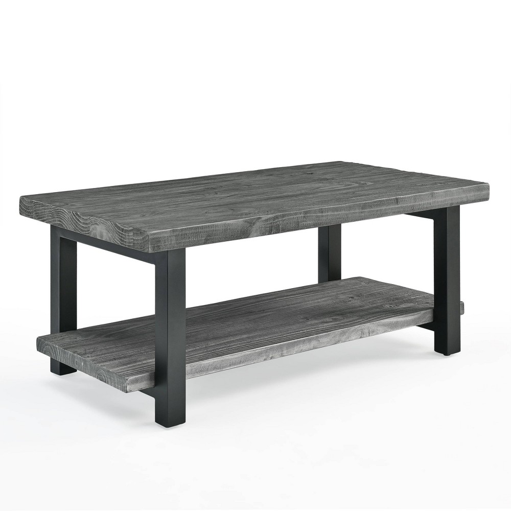Photos - Coffee Table 42" Pomona Metal and Reclaimed Wood  Slate Gray - Alaterre Fur
