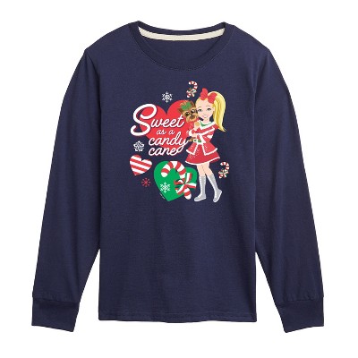 JoJo Siwa Sweet As A Candy Cane Long Sleeve Graphic T-Shirt - Navy - 2T