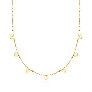 Ross-Simons Italian 18kt Gold Over Sterling Heart and Bead Station Necklace Size 18 - 1 of 3