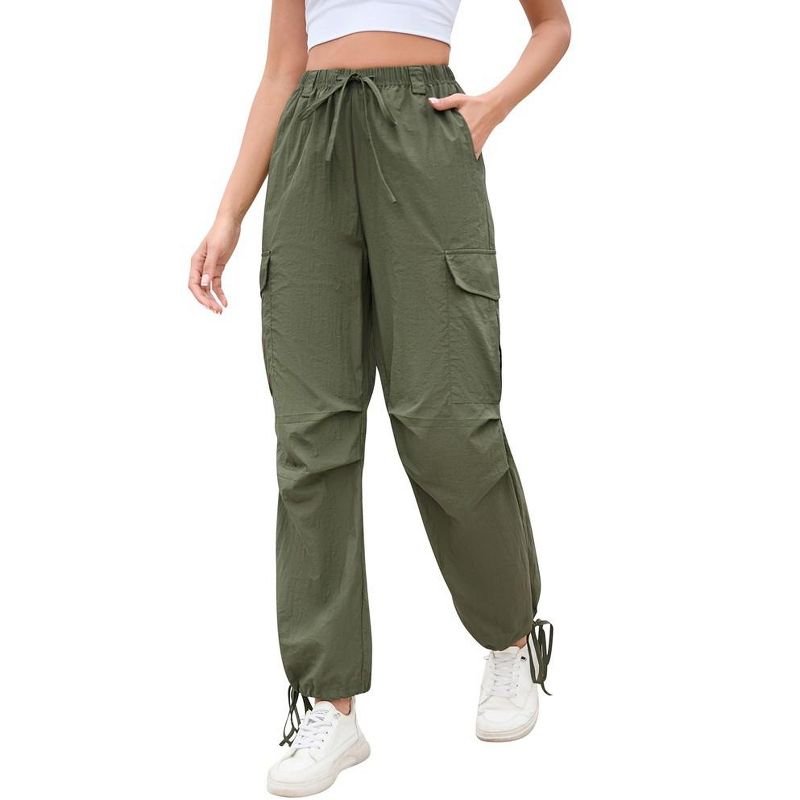 Whizmax Cargo Jogger Parachute Pants For Women Casual Baggy Low  Waist Drawstring Light Y2K Pants, 1 of 7