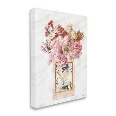 Stupell Industries Floral Bouquet Fashion Style Shopping Bag Pink White Gold