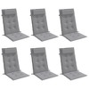 vidaXL Chair Cushion Outdoor High Back Chair Cushion Seat Pad Oxford Fabric - Gray 6 pcs - 3 of 4