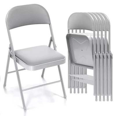 SUGIFT 6 Pack Padded Folding Chairs with Steel Frame, Portable Metal Folding Chairs for Office, Kitchen, Dining, and Events, Supports 330 lbs