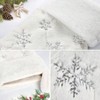 4 Pack Stockings 20 Inch White Faux Xmas Stockings with Silver Sequin Snowflakes Soft Thick Plush Holiday Decoration - 3 of 4