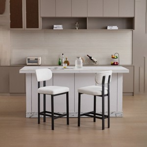 NicBex Modern 26" Bar Stools Set of 2,Soft Padded Counter Height Bar Stools with Metal Legs,Stools for Kitchen Counter for Dining/Island/Bar - 1 of 4