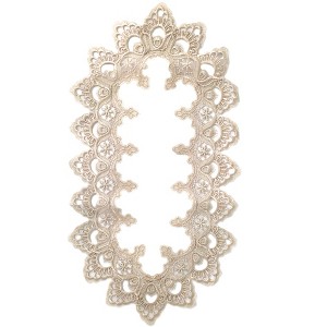 Jiallo Gold Floral Lace Embroidered Cutwork Rectangular Table Runner, 14 by 32 inch Table Linen Decor, Water Resistance, Machine Wash safe - 1 of 4