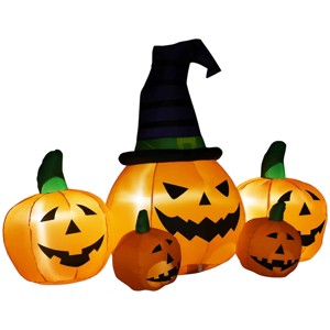 Syemin Inflatable Holiday Decorations Inflatable Halloween Decoration 5 Pumpkin Halloween Decoration Yard Lawn Decor, Multicolored, 72.8"*41.3"*47.2" - 1 of 4