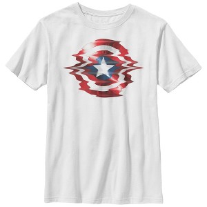 Boy's Marvel Captain America Shield Glitch T-Shirt - 1 of 4