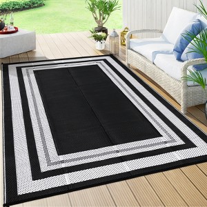 Outdoor Plastic Straw Rug Waterproof Outdoor Rug Reversible Plastic Camping Rugs for Patio Porch Deck Backyard Camper Balcony Picnic - 1 of 4