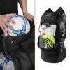 Heavy Duty XL Soccer Mesh Equipment Ball Bag w/Adjustable Backpack Shoulder Strap Design for Coach. 2 Different Size Front Pockets - 4 of 4