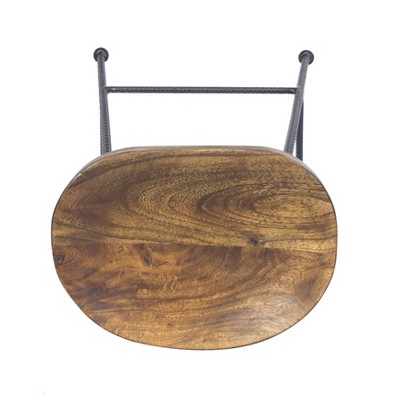 28" Industrial Saddle Seat Bar Stool in Black and Brown