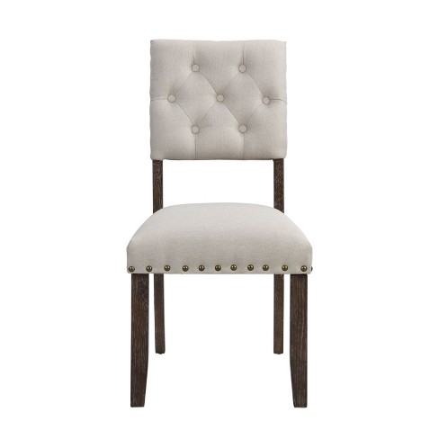 NicBex Tufted Buttons Dining Chair Set of 2 Modern Comfy Kitchen Chairs with Wood Legs and Nailhead Trim,White - image 1 of 4