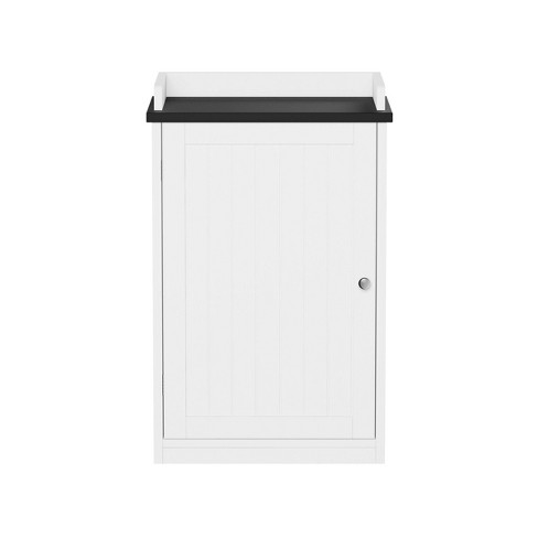 Hastings Home Freestanding Bathroom Storage Cabinet With Slat Door And  Gallery Style Top - White/black : Target