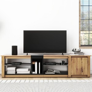 Modern TV Stand for TVs up to 80'', Media Console with Multi-Functional Storage, Entertainment Center with LED Light - ModernLuxe - 1 of 4