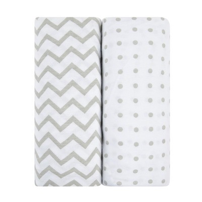 Grey Chevron and Polka Dot Cotton Toddler Crib Sheet Set