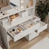 YONWAY 3 in 1 Vanity Desk with Plip Top Mirror, 3 Drawers & Cushion Stool Vanity Table Set, for Bedroom - 2 of 4