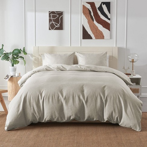 Peace Nest Luxurious 100% Premium Flax Linen Duvet Cover and Pillow Sham  Set Moisture-Wicking and Breathable, Cream, Full/Queen