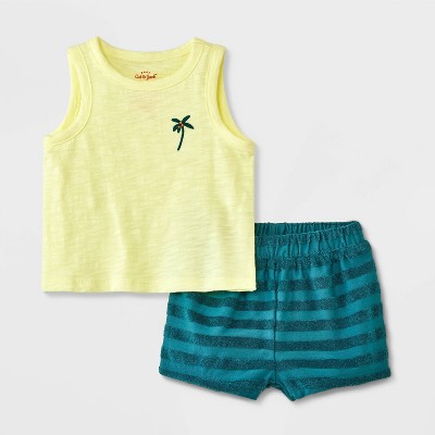 Image of Baby Boys' Solid Top & Bottom Set - Cat & Jack™ Yellow 0-3M