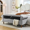 TiramisuBest 62" Modern Tufted Button Storage Bench with Rolled Arms – Upholstered Ottoman for Bedroom, Living Room, Foyer (Grey) - 3 of 4
