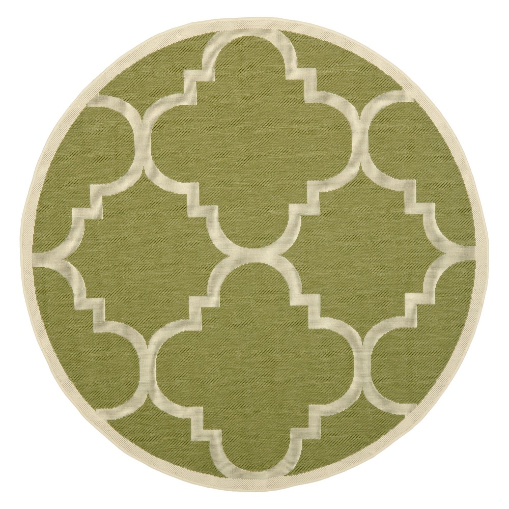 5'3in Richmond Round Outdoor Rug Green/Beige - Safavieh