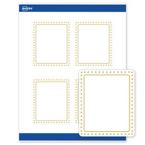 Avery 4" x 3-1/3" Labels, Gold Border with Gold Dots, 40 ct - 1 of 4