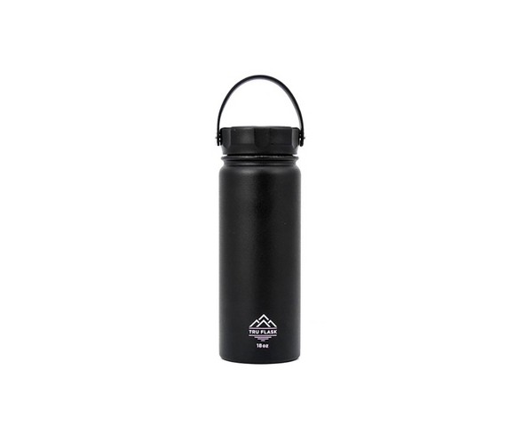 Truflask Stainless Steel Double Wall 18 Oz Insulated Water Bottle, Black