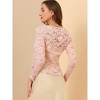 INSPIRE CHIC Women's Tie Front Ruffled Hem Floral Lace Sheer Crop Bolero Shrug - 3 of 4