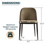LeisureMod Tule Modern Dining Chair Set of 4 with PU Leather, Velvet, or Suede Seat and Black Steel Frame – Kitchen, Dining Room, Home, Cafe, Seating - 4 of 4