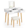 Costway Vanity Table Set w/ Flip Top Mirror Drawers 9 Dividers Makeup Writing Desk - 2 of 4