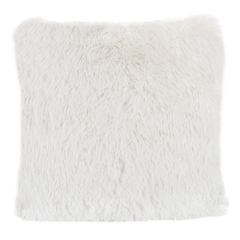 Hastings Home 24 inch Faux Fur Shag Pillow White Target