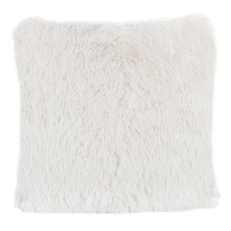 Hastings Home 24-inch Faux Fur Shag Pillow, White, 1 of 8