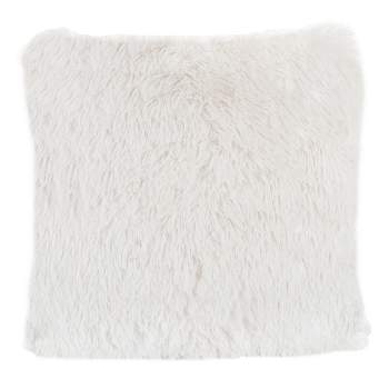 Hastings Home 24-inch Faux Fur Shag Pillow, White
