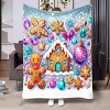 1pc Cozy Christmas Gingerbread Man Design Flannel Blanket, Soft Warm All-Season Polyester Throw for Bed, Travel, Camping, Office, Sofa. - 2 of 4